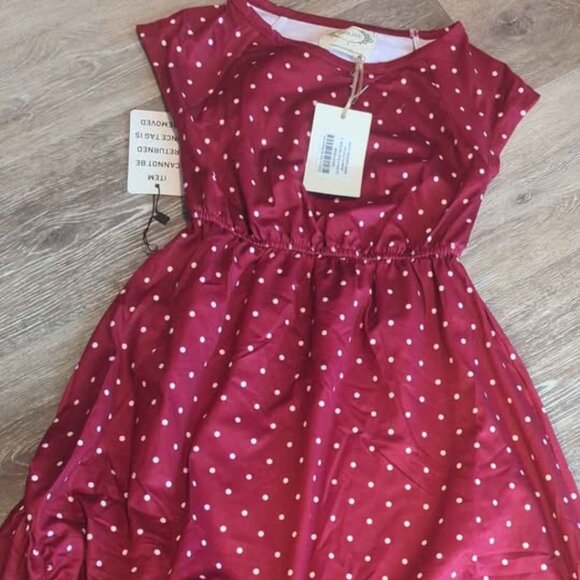 Joyfolie Liza dress burgundy w white polka dots size 8 new kids
